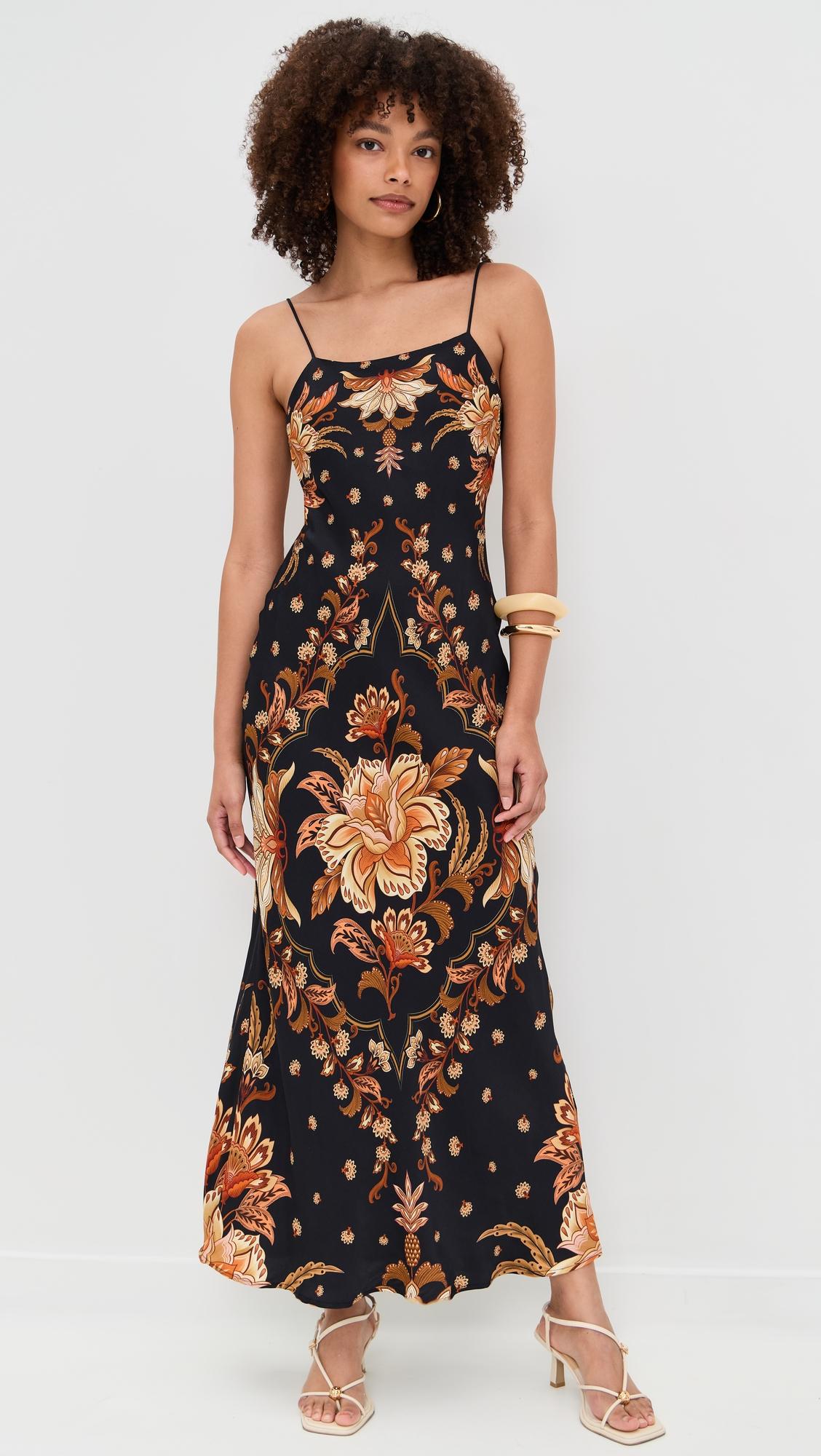 majestic garden black slip dress