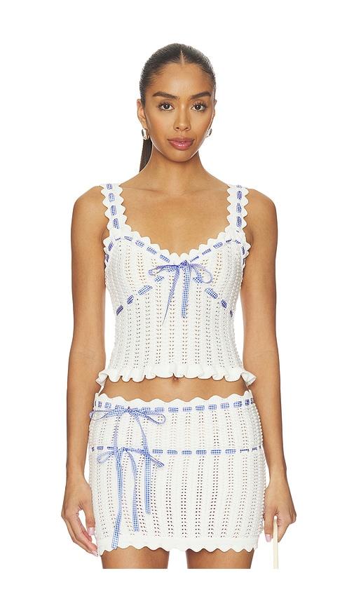 majorelle ammelie pointelle tank in white.