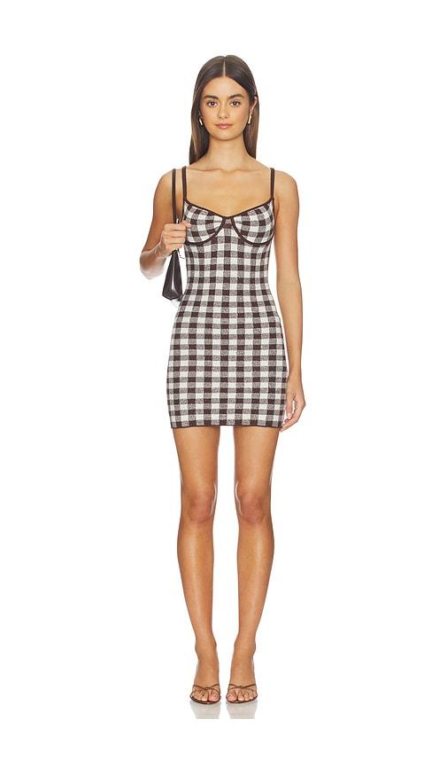 majorelle aubreigh knit mini dress in brown,white.