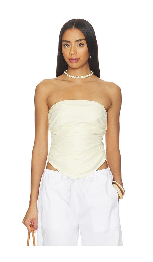 majorelle beale linen top in yellow.
