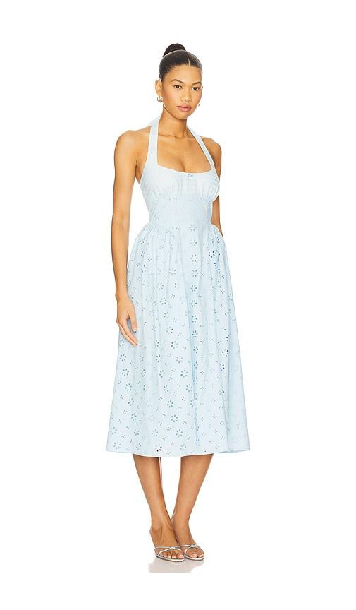 majorelle cassia midi dress in baby blue.