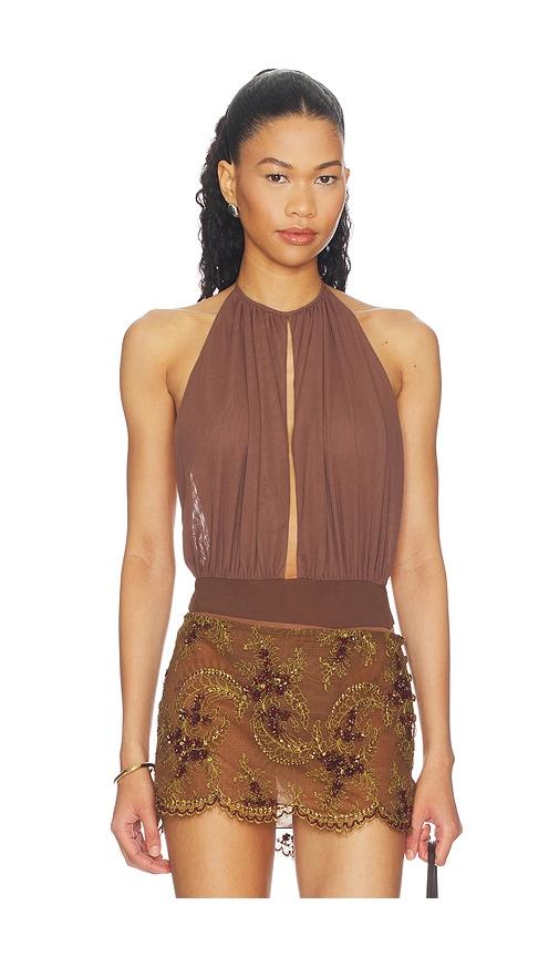 majorelle chantal bodysuit in chocolate.