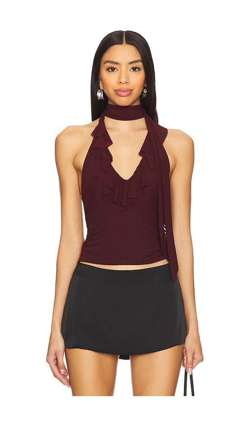 majorelle clara top in burgundy.