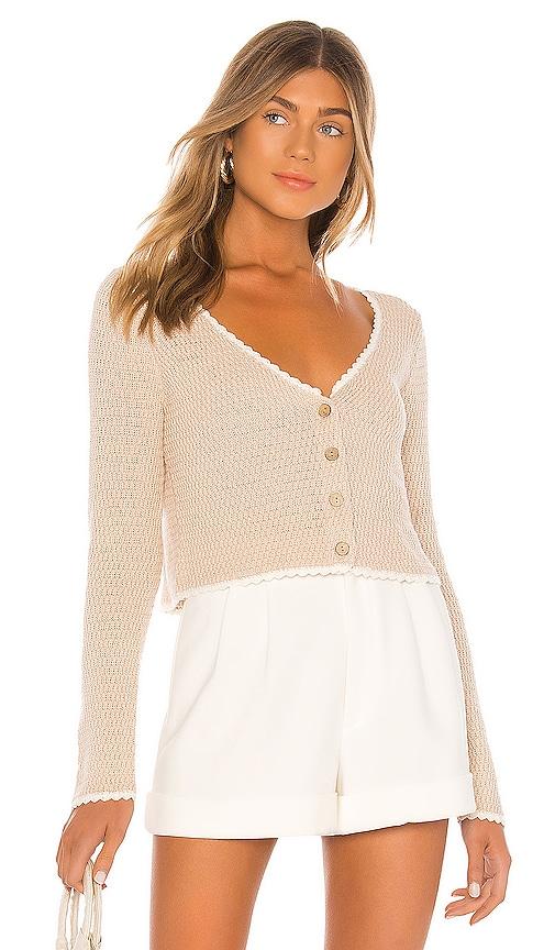 majorelle devani crochet cardigan in beige.