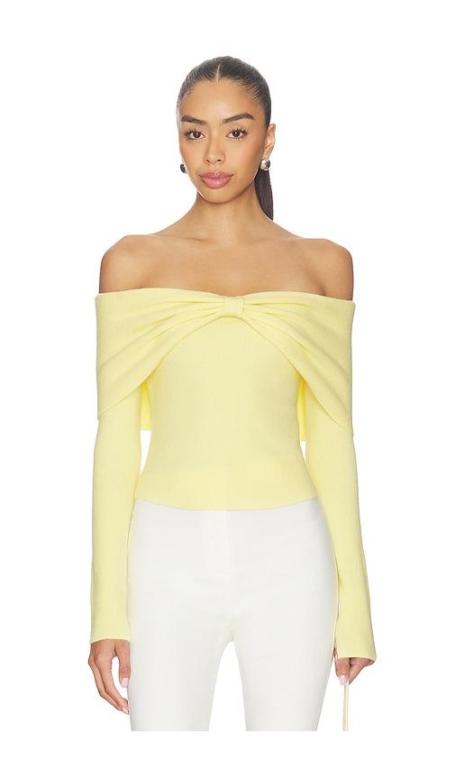 majorelle emma off the shoulder sweater in yellow.