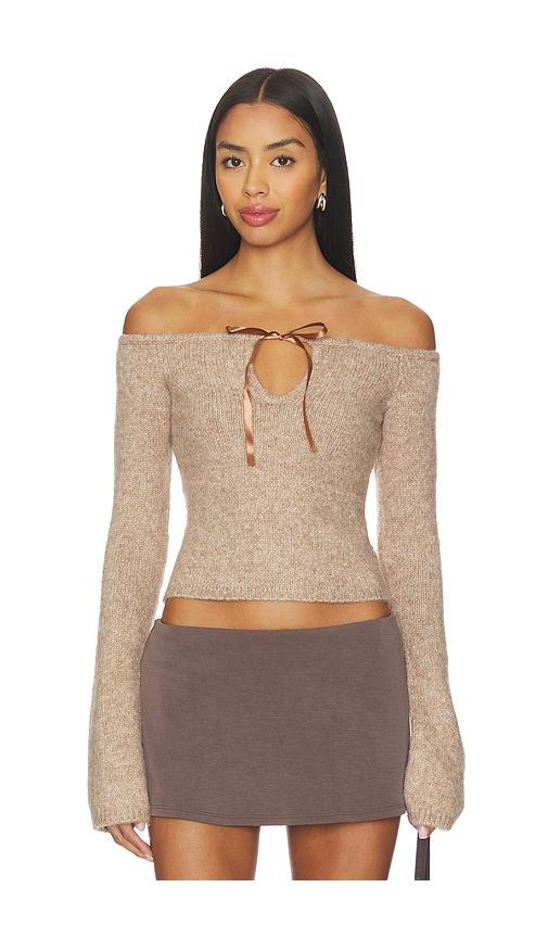 majorelle eve off shoulder top in brown.
