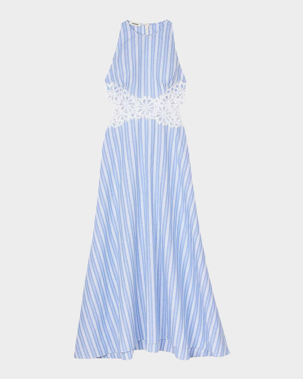 majorelle floral cutwork midi dress