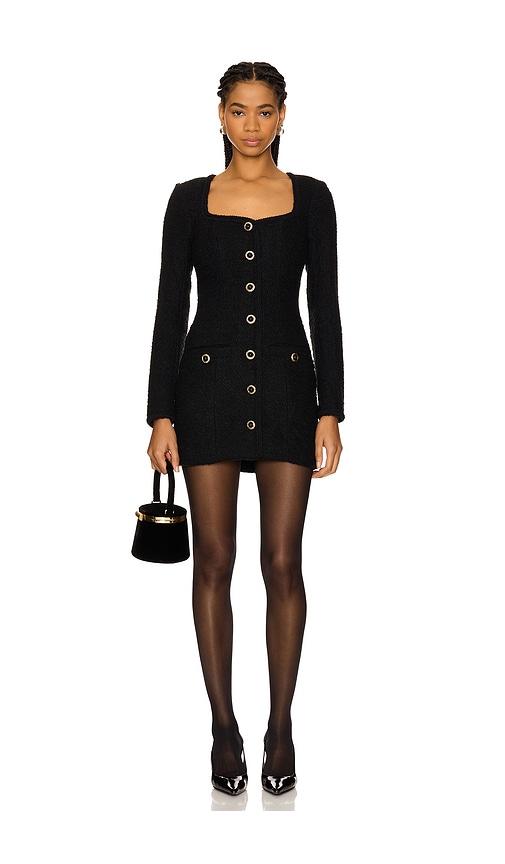 majorelle gabrielle tweed mini dress in black.