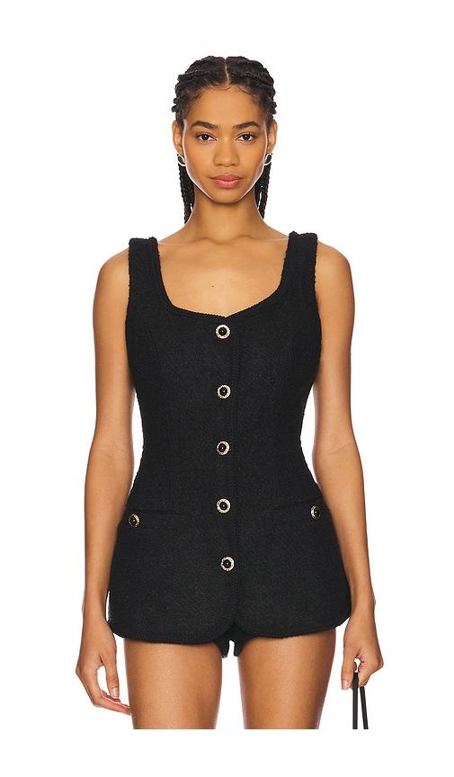 majorelle gabrielle tweed top in black.