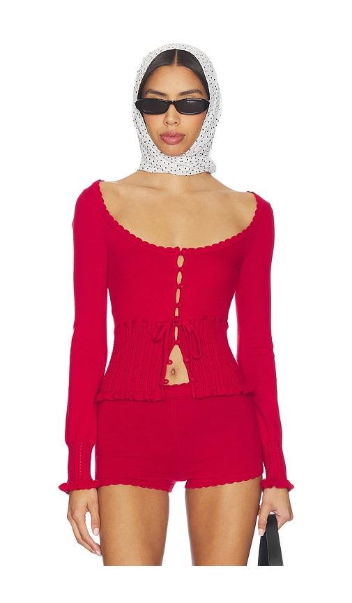 majorelle kaiden cardigan in red.