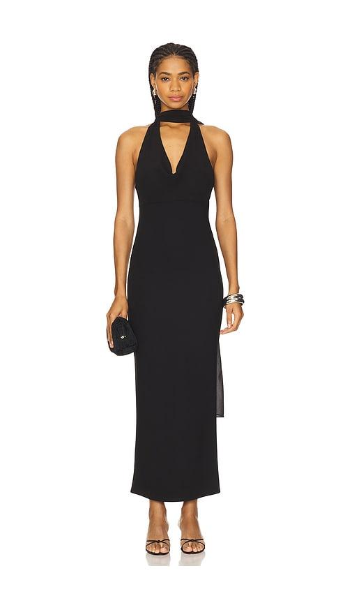 majorelle kelly halter gown in black.