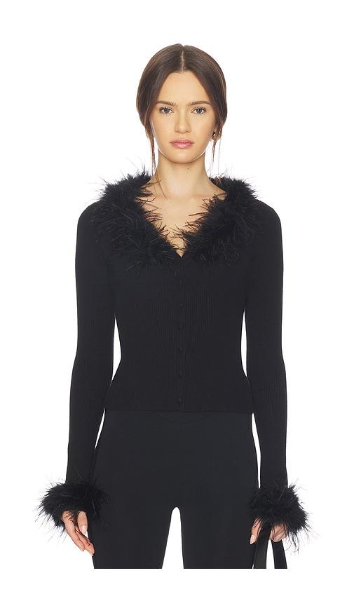 majorelle lela feather cardigan in black.