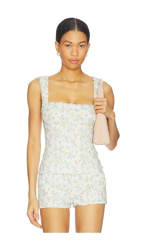 majorelle lilia top in white,blue.
