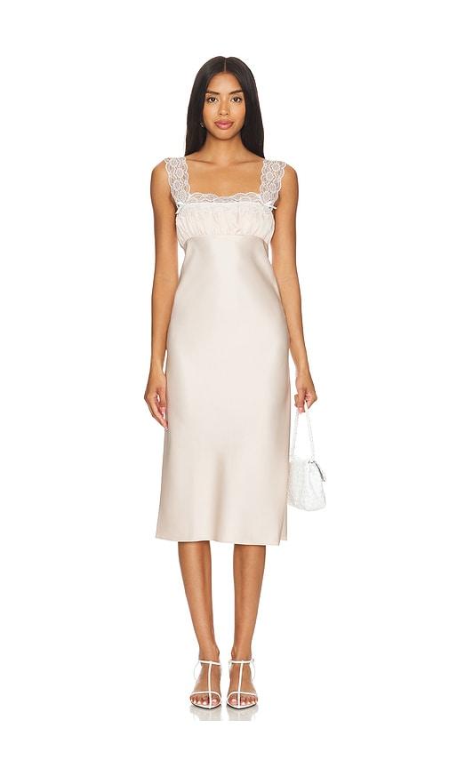 majorelle lorna midi dress in blush.