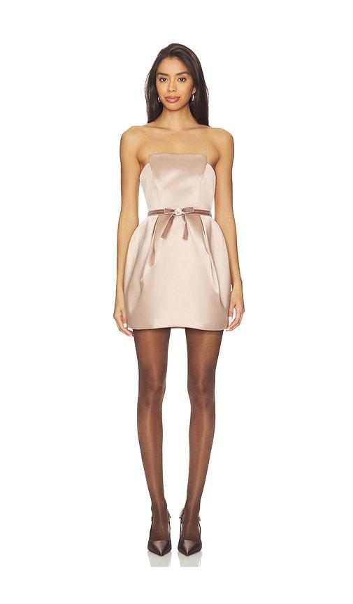 majorelle midge mini dress in metallic gold.