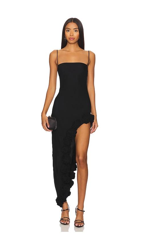majorelle montauk gown in black.