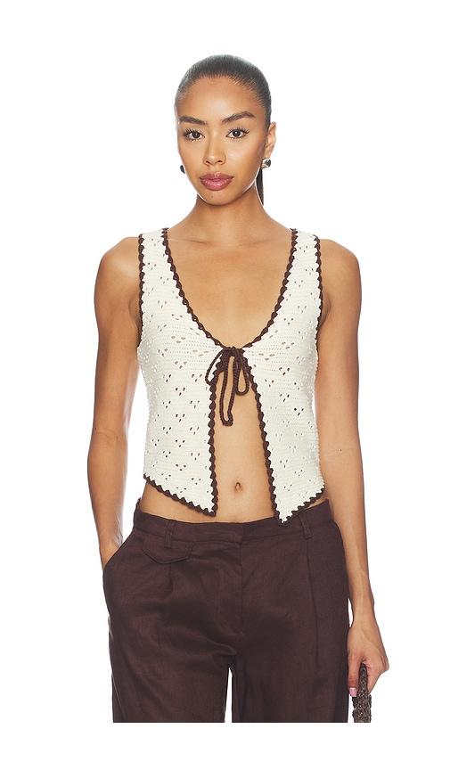 majorelle nadyne tie front top in ivory.
