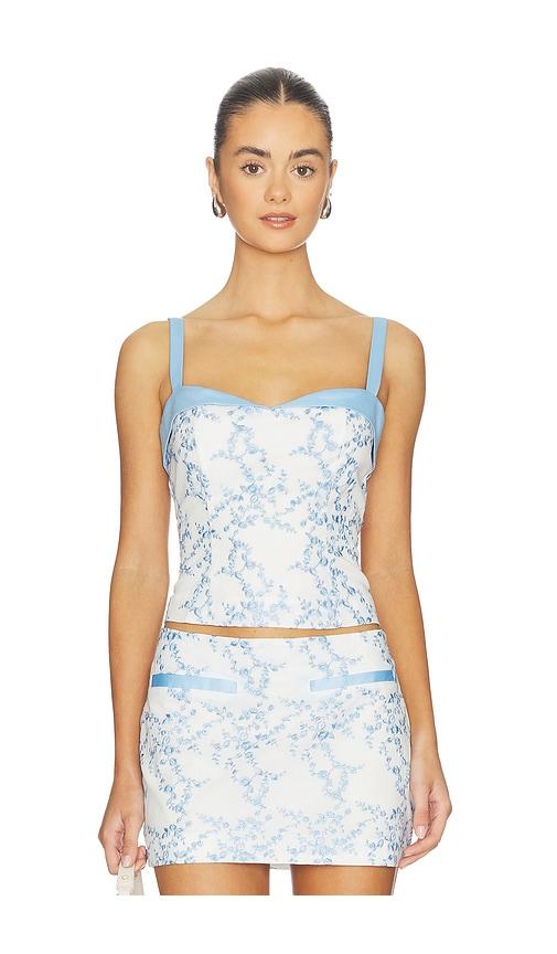 majorelle olenna top in white,baby blue.
