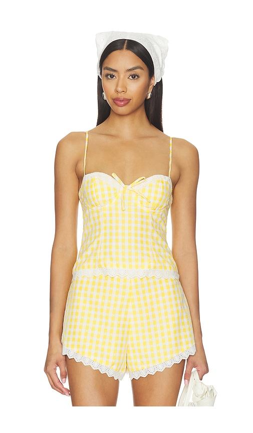 majorelle peggy bustier top in yellow.