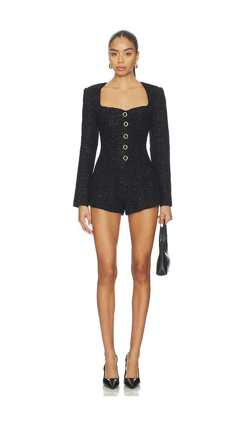 majorelle selene tweed romper in black.