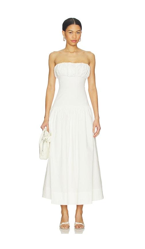majorelle tate midi dress in white.