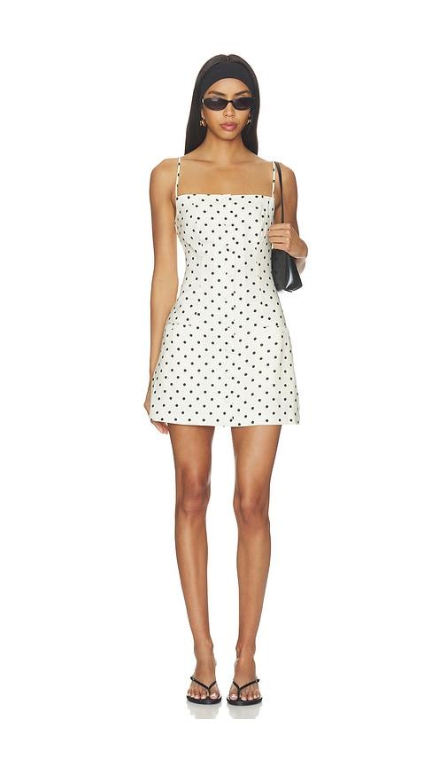 majorelle tori linen mini dress in black & white.