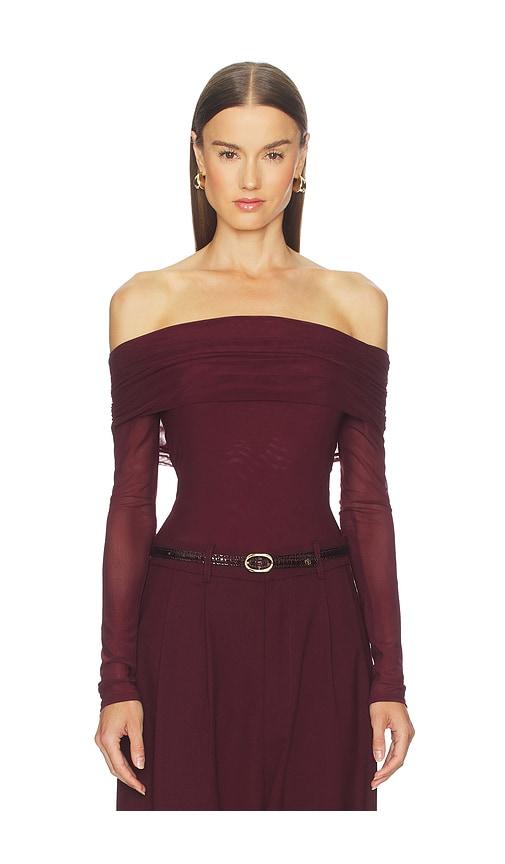 majorelle trey bodysuit in burgundy.