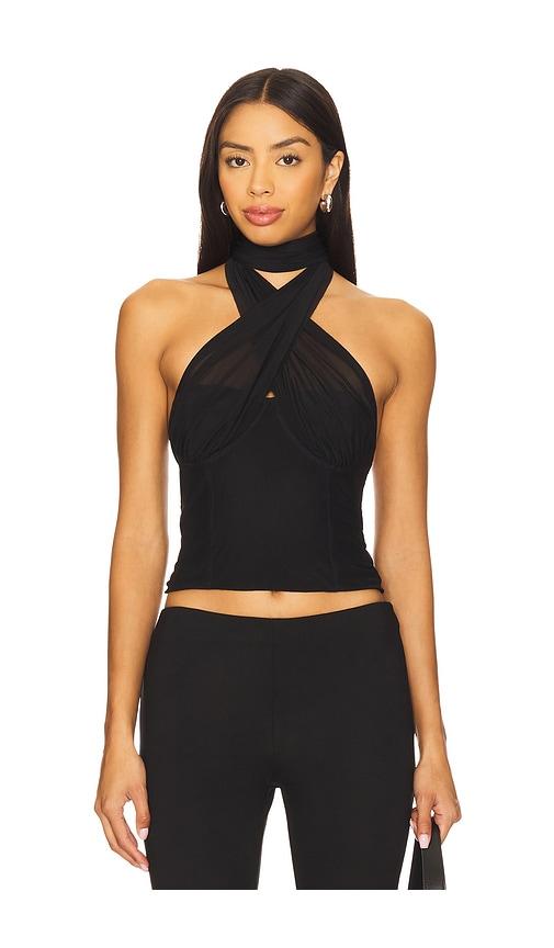 majorelle x yhasmina ferrara manon top in black.