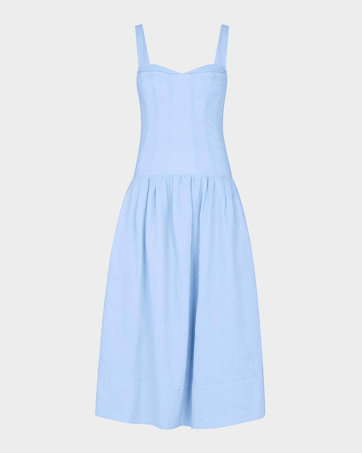 makenna ruched sweetheart corset midi dress