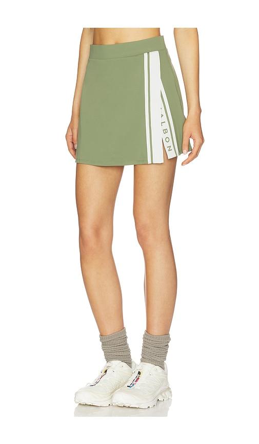 malbon baseline mini skirt in olive.