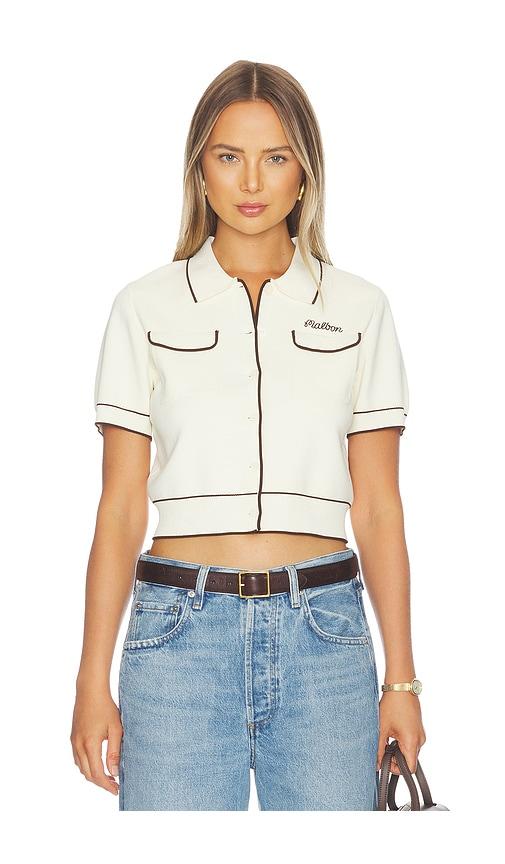 malbon jacqueline polo top in cream,brown.