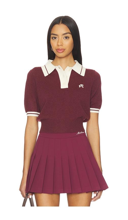 malbon mikayla knit polo in burgundy.