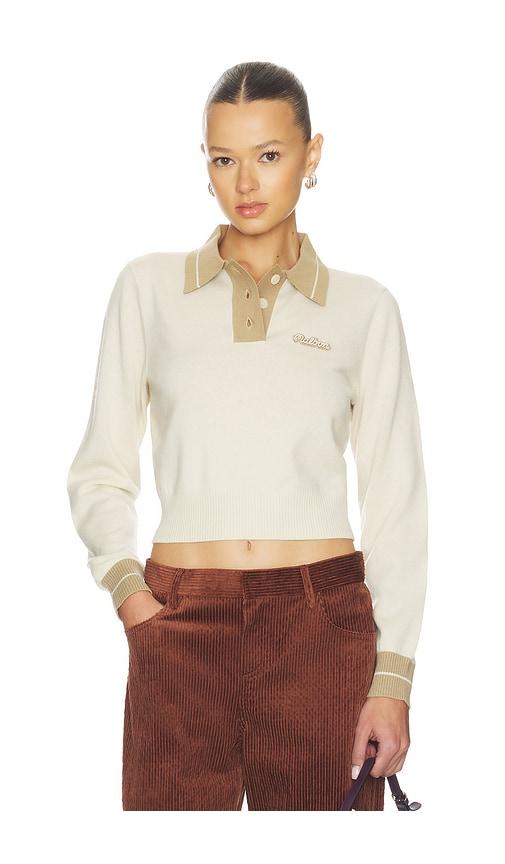 malbon miranda polo sweater in beige.