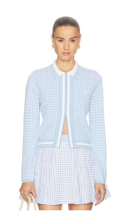 malbon x hvn daisy longsleeve top in blue.