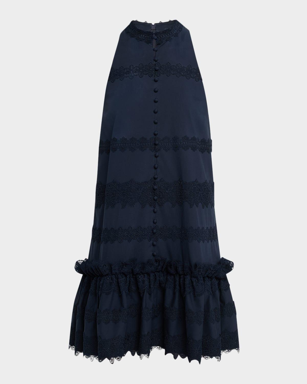 malena sleeveless lace-trim mini dress