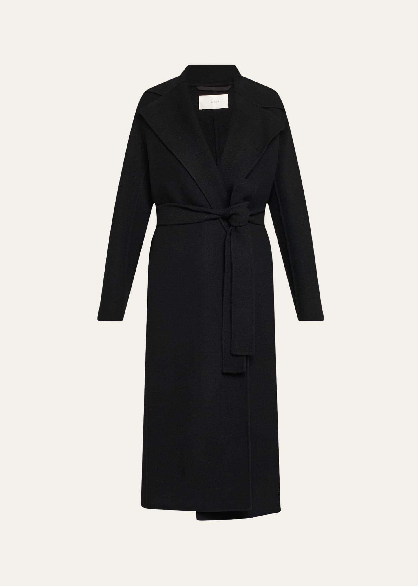 malika belted long wrap coat