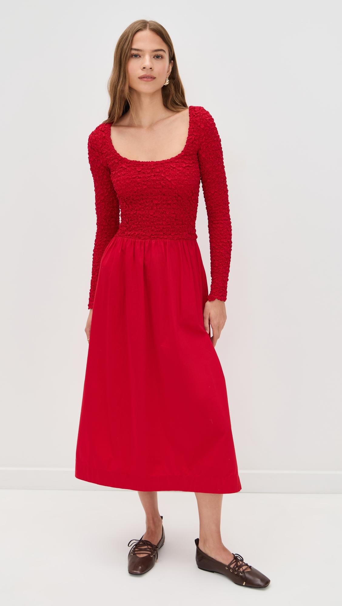 malinda super smocked midi dress