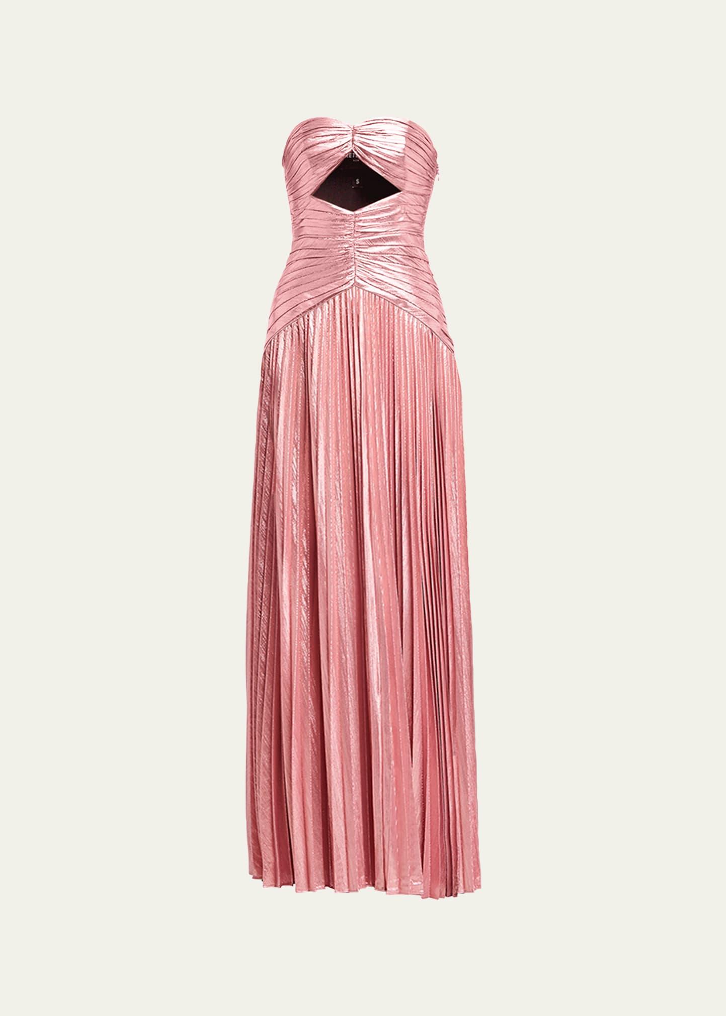 mallory strapless metallic maxi dress