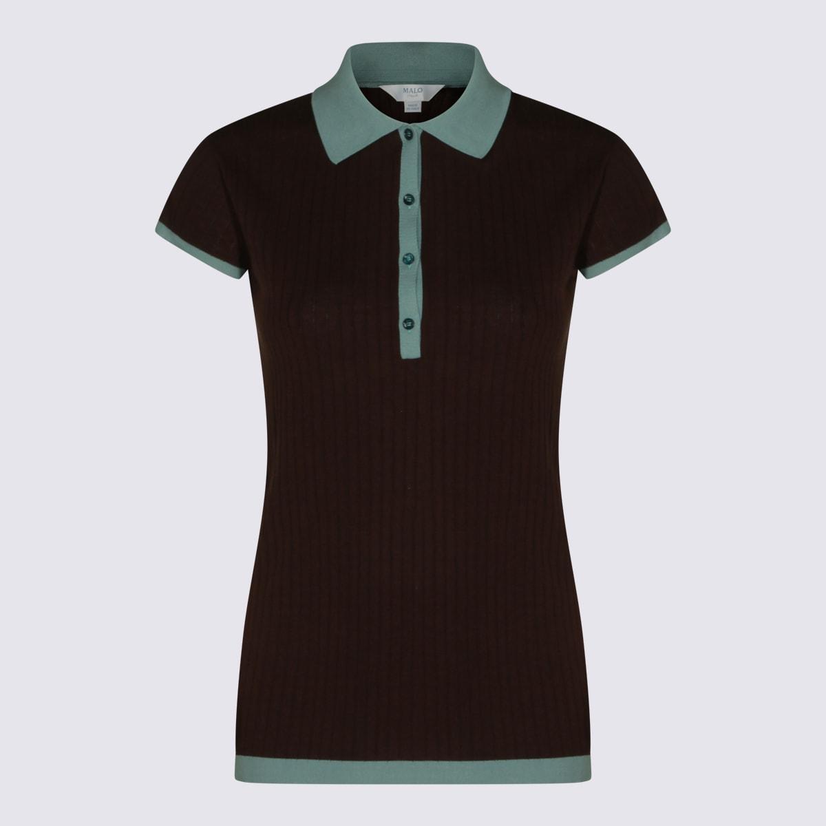 malo brown and light blue cotton polo shirt