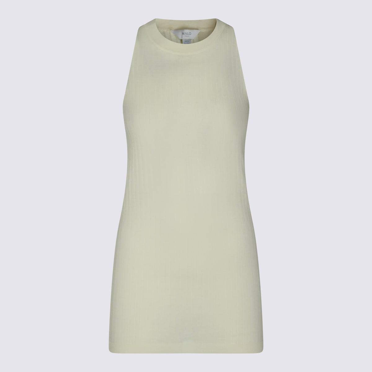 malo ivory cotton sleeveless halter top