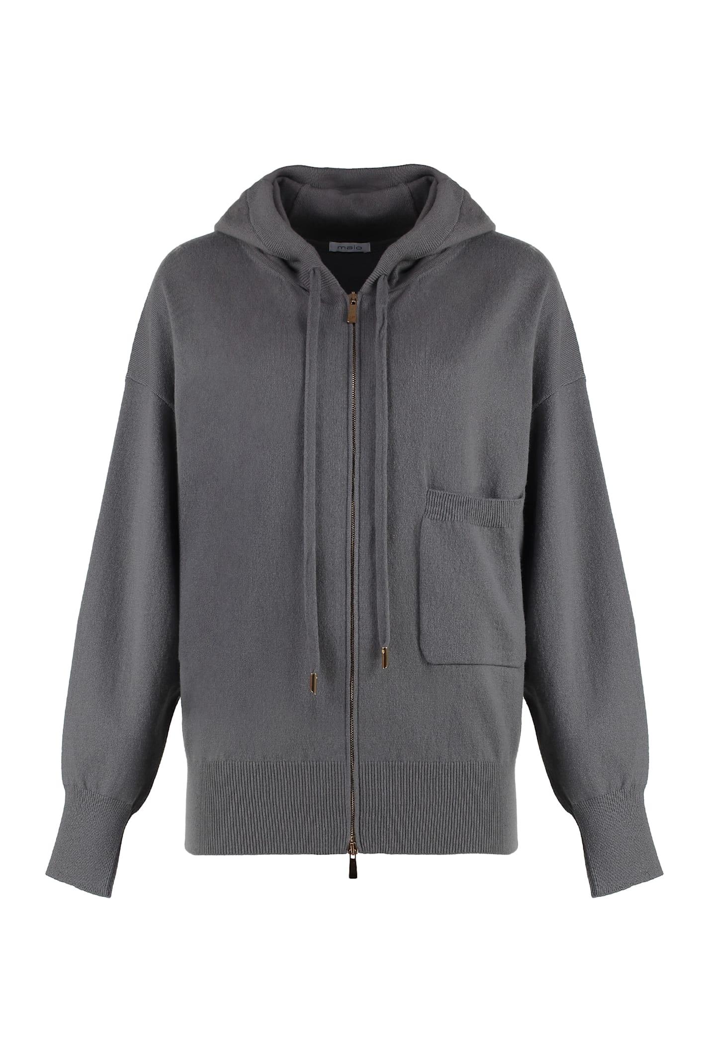malo knitted full zip hoodie