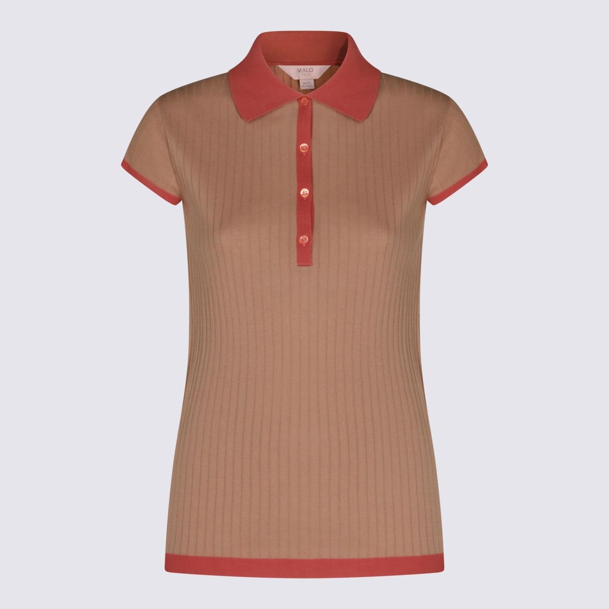 malo nude and pink cotton polo shirt