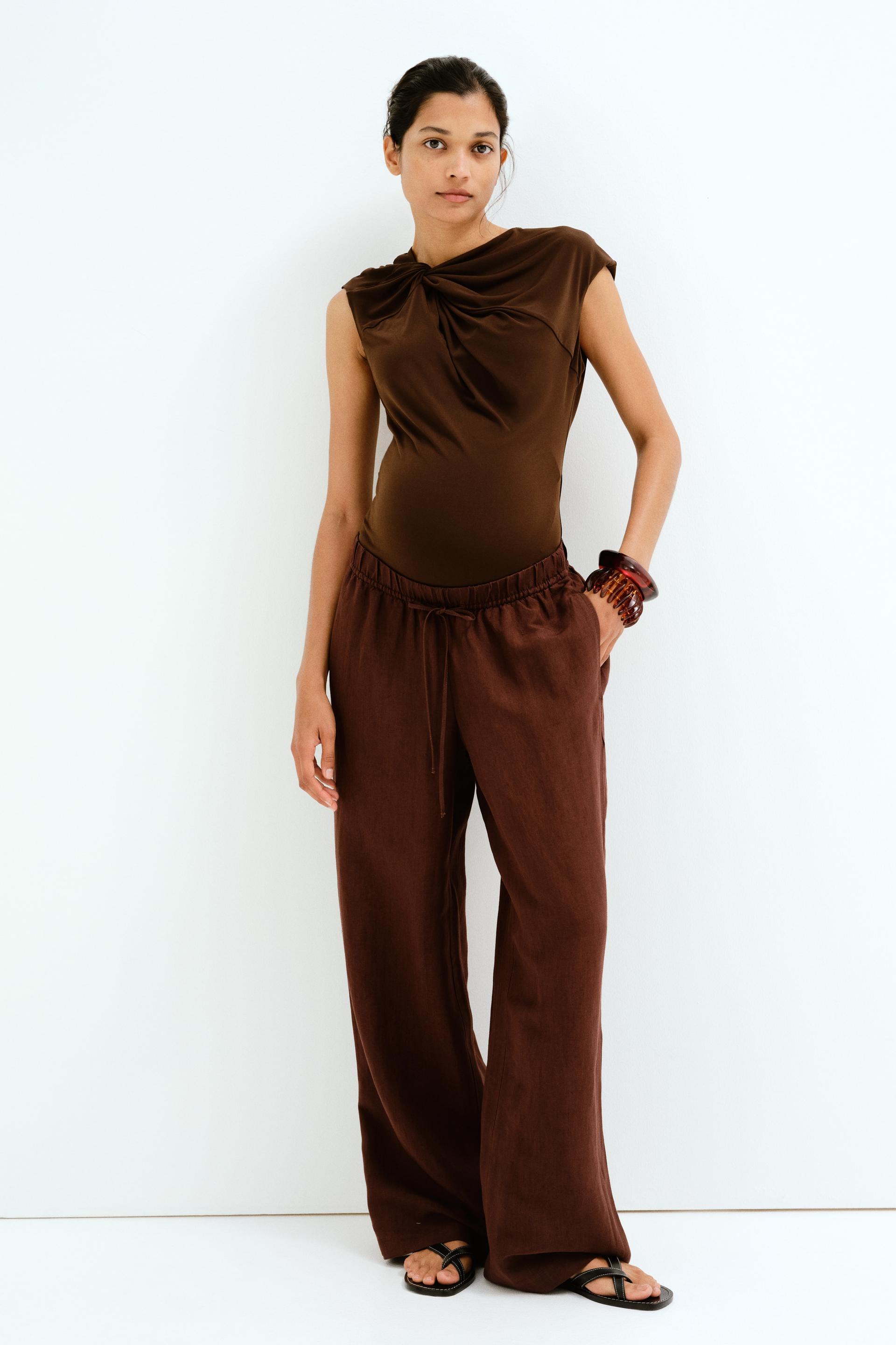 mama before & after linen-blend pants