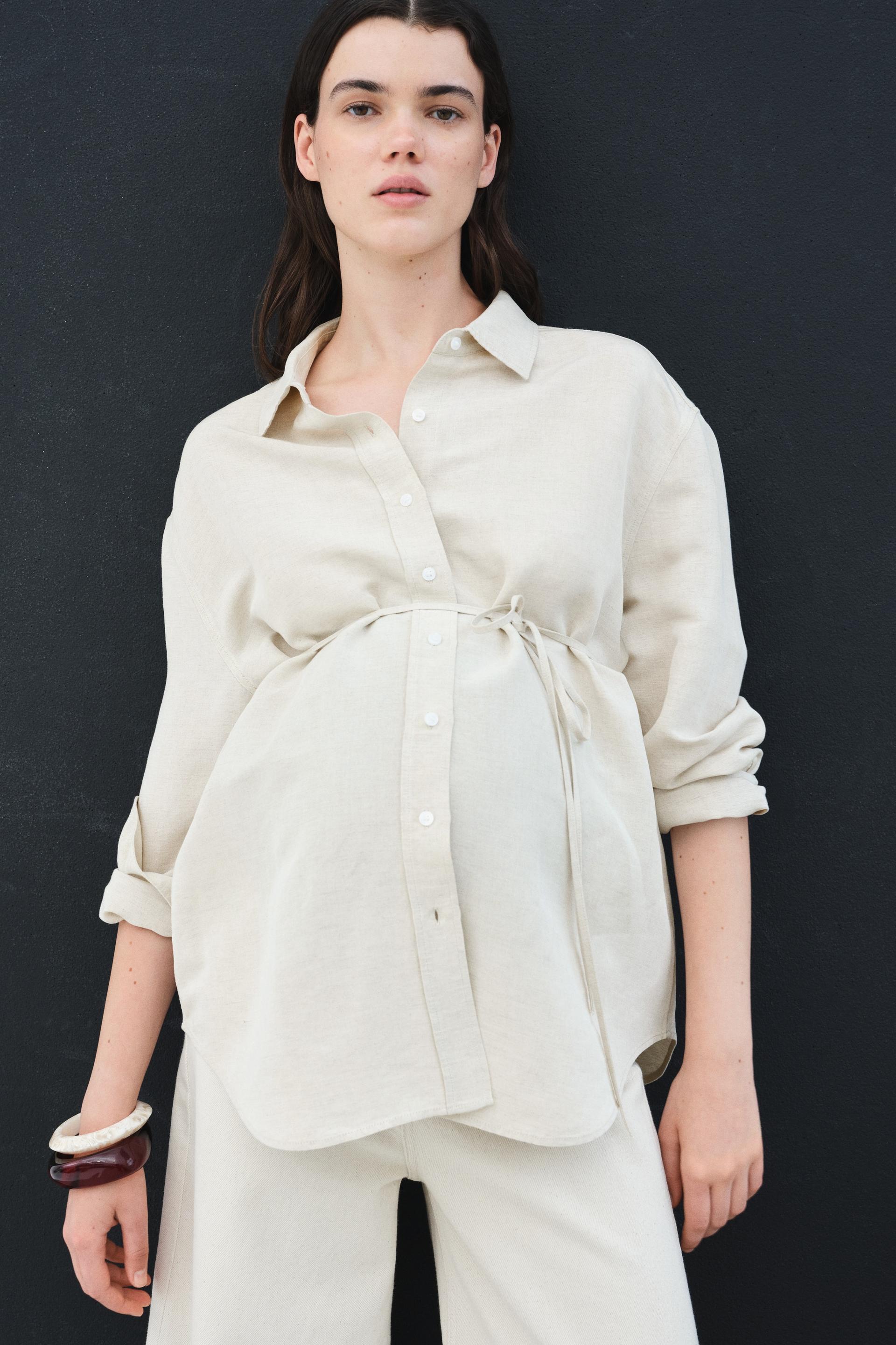 mama before & after linen-blend shirt