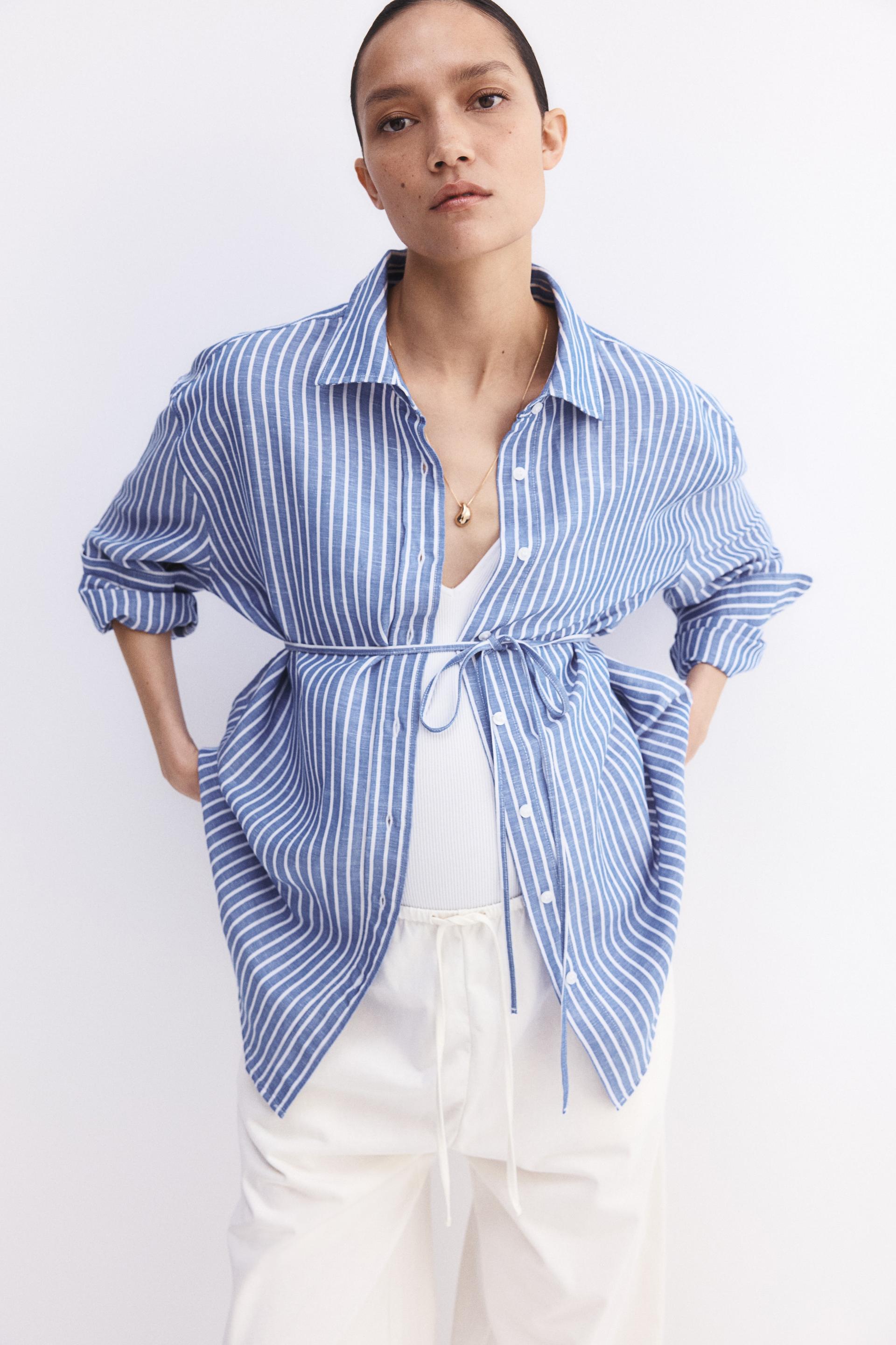 mama before & after linen-blend shirt