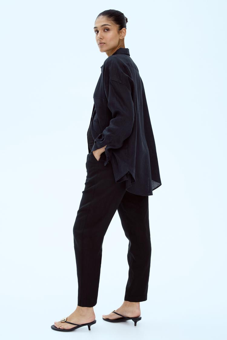 mama linen-blend pants