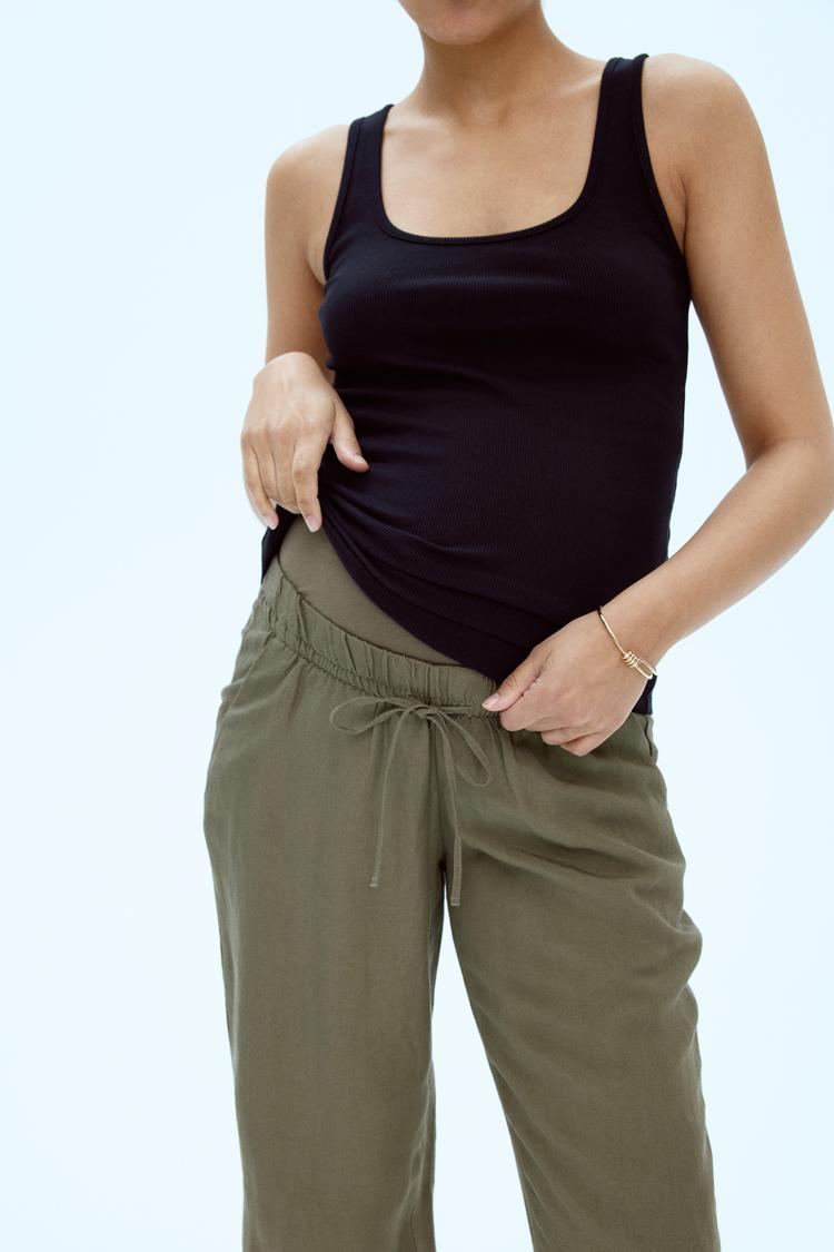 mama linen-blend pants