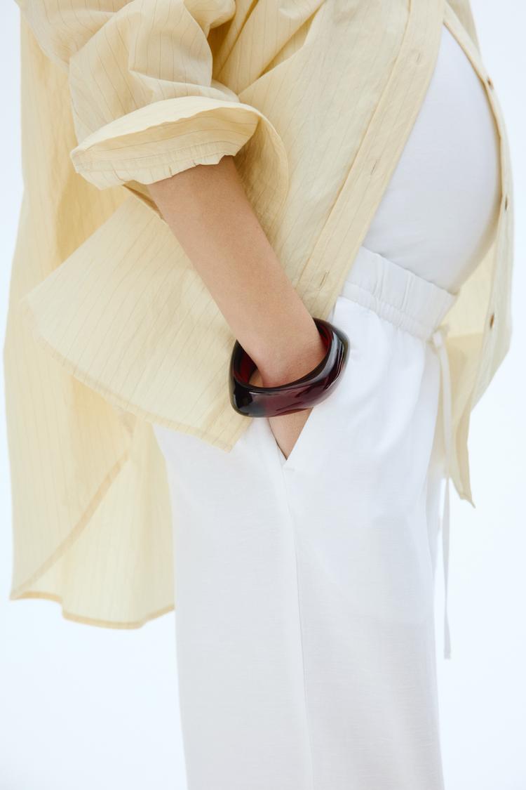mama linen-blend pants