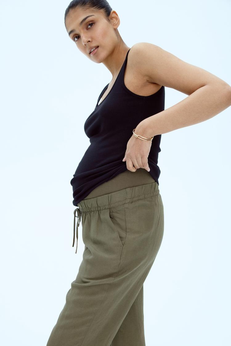 mama linen-blend pants