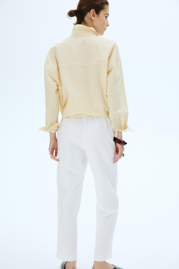mama linen-blend pants